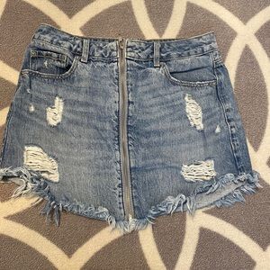 Zipper denim skirt